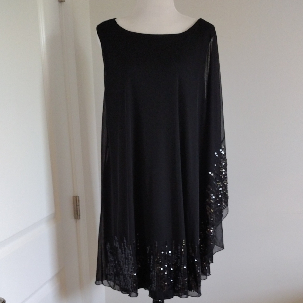 ONYX Chic Black Sequin Sleeveless Dress Size 16